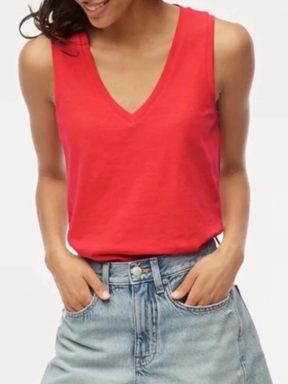 NWT J. CREW Factory Vintage Slub Cotton V-neck Tank Top